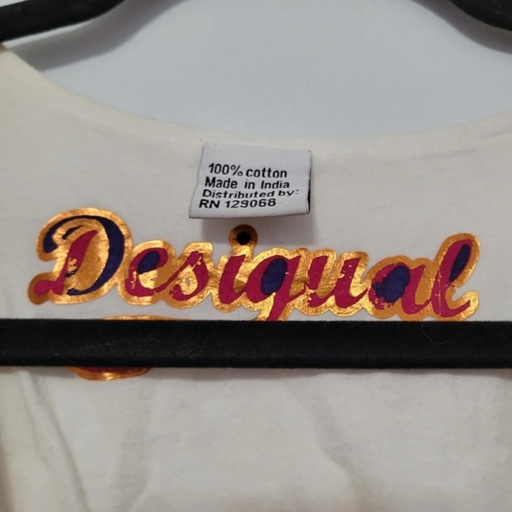 Desigual Womens Floral Asymmetric Tunic Tank Beaded Embroidered Mixed Media XS/S